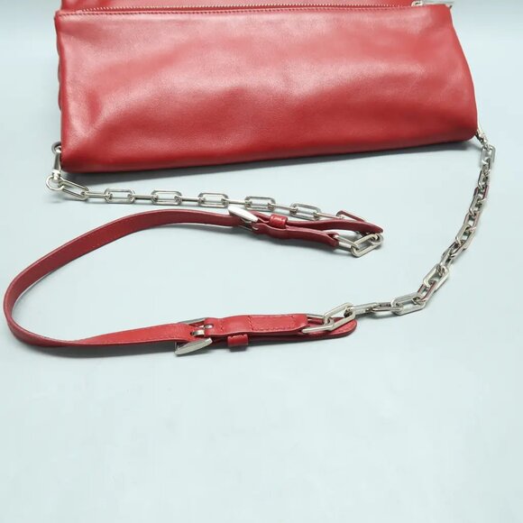PRADA Red Leather Shoulder Bag 597-012825 - Picture 7 of 12